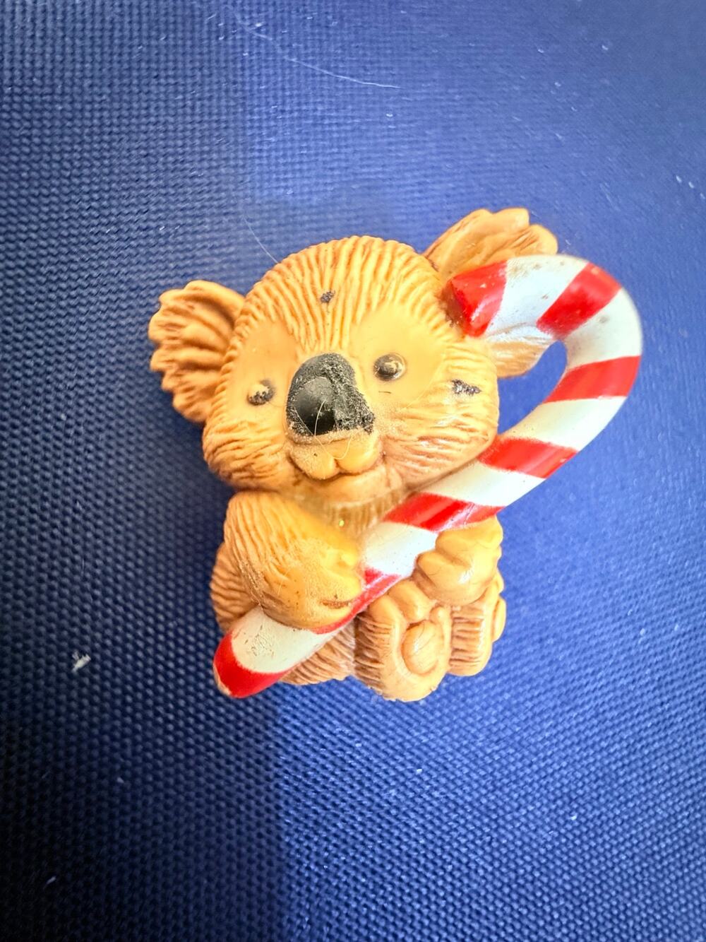 Vintage 1982 Hallmark Koala Candy Cane Christmas Brooch